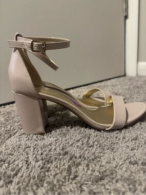 Women’s Nude Block Heel Ankle Strap Sandals